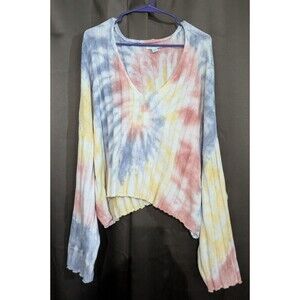 American Eagle Tie Dye Crop Sweater Long Sleeve Size XXL V-Neck Dopamine